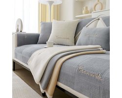 Bankhoes hoekbank waterdichte L-vorm 1/2/3/4-zits, bankbeschermer, bankbeschermer antislip, grijs-110 x 240 cm