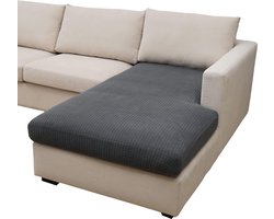 Bankhoes L-vorm bankhoes 3-zits stretch bankovertrek donkergrijs chaise longue - kopen hoekbank hoes stretch