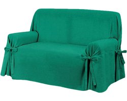Bankhoes met banden - Bankovertrek Stoelhoes - Meubels Beschermen - Italiaanse Kleermakerij - 3-zits 185-200 cm - Smaragdgroen