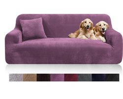 Bankhoes met kussensloop, dikke fluwelen bankovertrek met kussensloop, superzachte elastische bankhoes in paarskleur, voor 1/2/3/4-zits, L-vormige hoekbank vereist twee