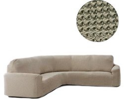Bankhoes Milos voor Ronde Hoekbank - Linnen - Breedte 360-540cm - Hoogte 80-100cm - Extreme Stretch Bankhoezen