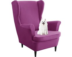 Bankhoes - Stoelhoes Oorfauteuil - Meubels Beschermen - Luxe Fluweel - 1-zits - Paars