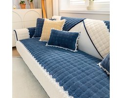 Bankhoes Stof Leer Antislip Bankhoes Pluche Bank Kussenovertrekken Voor L/U-vorm 1 2 3 4 Zitbank Universele Meubelbeschermer Hoezen Kat Hond Bed Deken Bankhoezen(Maat:70X70cm,Kleur:Blauw 2)