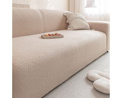 Bankhoes Teddy Pluche - Meubelbeschermer Zacht - Bank Opfrissen - Volledige Bescherming - 4-Zits 235-300cm - Khaki