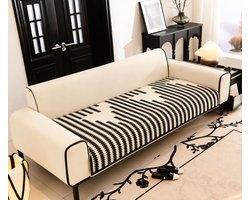 Bankhoes, ultrazacht, antislip, chenille, bankovertrek, hoekbank, bankhoes, huisdier en hond, solide dikke gestructureerde bankbeschermer voor woonkamer, , maat 70 x 210 cm kleur wit+zwart