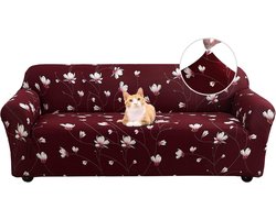 Bankhoes voor 3-zits, elastisch, patroon, antislip, vuilafstotend, superzachte stof, universeel, orchideeën, fuchsia