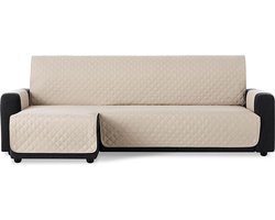 Bankhoes voor chaise longue - gestoffeerd - hoekdeel rechts - 280 cm - extra zacht - beige - met banden - achterkant - chaise longue model Maui hoekbank overtrek