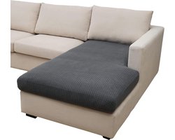 Bankhoes voor L-vormige bank - donkergrijs - elastische overtrek - chaise longue - 3-zits hoekbank overtrek