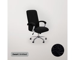 BankhoesDiscounter Bureaustoel Hoes – Bureaustoel Beschermer – Stoelhoezen Stretch – Stoelhoes Bureaustoel – Knitted Chair Cover – Zwart