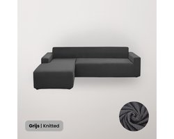 BankhoesDiscounter Knitted Bankhoes – Hoekbank – M1 (90-130cm) – Bankbeschermer – Zetelhoes & Zetelbeschermer - Bankhoezen voor Hoekbank - Sofa Cover - Grijs
