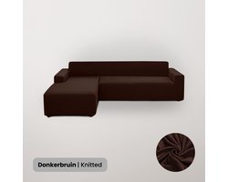 BankhoesDiscounter Knitted Bankhoes – Hoekbank – M2 (130-175cm) – Bankbeschermer – Zetelhoes & Zetelbeschermer - Bankhoezen voor Hoekbank - Sofa Cover - Donkerbruin