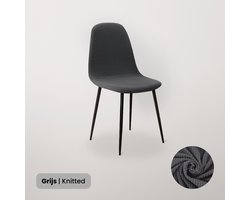 BankhoesDiscounter Knitted Kuipstoel Hoes – Eetkamer Stoelhoezen – Zetelhoes - Hoezen voor Kuipstoelen – Stoelbeschermers met Armleuning - Stoelhoezen Stretch - Grijs