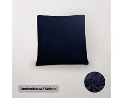 BankhoesDiscounter Knitted Kussenhoes – 45x45cm – Donkerblauw – Kussensloop – Kussenovertrek – Kussenhoes 45x45