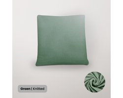 BankhoesDiscounter Knitted Kussenhoes – 45x45cm – Groen – Kussensloop – Kussenovertrek – Kussenhoes 45x45