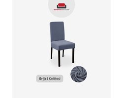 BankhoesDiscounter Knitted Stoelhoes – Eetkamer Stoelhoezen – Zetelhoes - Hoezen voor Eetkamerstoelen - Stoelbeschermers – Stoelhoezen Stretch - Grijs
