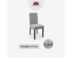 BankhoesDiscounter Knitted Stoelhoes – Lichtgrijs – Eetkamer Stoelhoezen – Stoelhoezen Eetkamerstoelen – Stoelhoezen Stretch