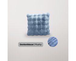 BankhoesDiscounter Plushy Kussenhoes – 45*45cm – Donkerblauw– Kussensloop – Kussenovertrek – Kussenhoes 45x45