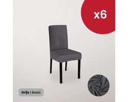 BankhoesDiscounter Stoelhoezen Set van 6 – Stretch Stoelhoes Eetkamer – Stoelhoezen voor Eetkamerstoelen – Stoelbeschermers - Grijs