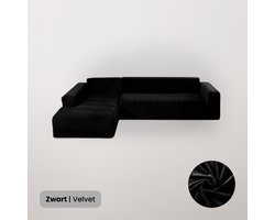 BankhoesDiscounter Velvet Bankhoes – Hoekbank – M2 (130-175cm) – Bankbeschermer – Zetelhoes & Zetelbeschermer - Bankhoezen voor Hoekbank - Sofa Cover - Zwart