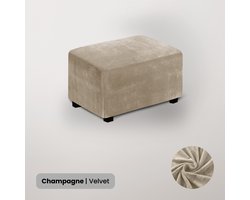 BankhoesDiscounter Velvet Hocker Hoes – Hocker Poef – Stretch – Poef Hoes – Hoekbank Met Hocker – Hoes Voor Poef – Maat L – Champagne