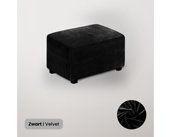 BankhoesDiscounter Velvet Hocker Hoes – Hocker Poef – Stretch – Poef Hoes – Hoekbank Met Hocker – Hoes Voor Poef – Maat XL – Zwart