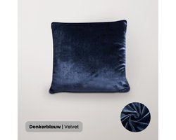 BankhoesDiscounter Velvet Kussenhoes – 45x45cm – Donkerblauw – Kussensloop – Kussenovertrek – Kussenhoes 45x45