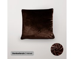 BankhoesDiscounter Velvet Kussenhoes – 45x45cm – Donkerbruin – Kussensloop – Kussenovertrek – Kussenhoes 45x45