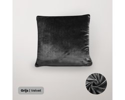 BankhoesDiscounter Velvet Kussenhoes – 45x45cm – Grijs – Kussensloop – Kussenovertrek – Kussenhoes 45x45