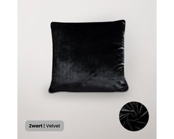 BankhoesDiscounter Velvet Kussenhoes – 45x45cm – Zwart – Kussensloop – Kussenovertrek – Kussenhoes 45x45