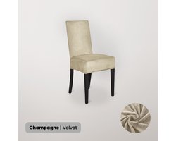 BankhoesDiscounter Velvet Stoelhoes – Eetkamer Stoelhoezen – Zetelhoes - Hoezen voor Eetkamerstoelen – Stoelbeschermers - Stoelhoezen Stretch - Champagne