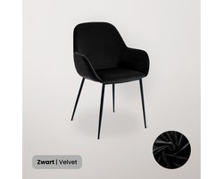 BankhoesDiscounter Velvet Stoelhoes met Armleuning – Zwart – Eetkamer Stoelhoezen – Stoelhoezen Eetkamerstoelen – Stoelhoezen Stretch