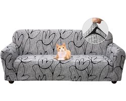 Bankhoezen 4-zits stretch bankhoezen, universele bankhoes voor bank, 1-delig, wasbare antislip patroon, spandex polyester, loveseat, sofahoes beschermer voor huisdieren, grijze stijl