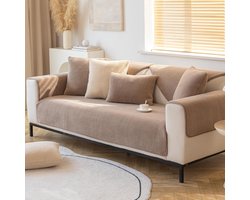 Bankhoezen - Fluwelen - antislip onderlegger - voor Sofa - Elegant - luxueus - praktisch - beschermend - Effen - Machinewas - Elastisch - Aantal items 1 - Productafmetingen 70D x 210B x 1H CM - Kleur : Koffiekleur