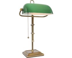 Bankierslamp Ancilla | groen / brons | metaal / glas | 1 lichts e27 | woonkamer / slaapkamer | retro notarislamp | bureaulamp | trekschakelaar