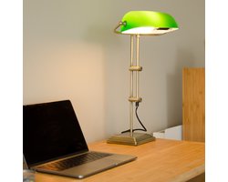 bankierslamp - glazen lampenkap - bureaulamp - slaapkamer - groen