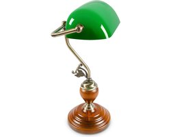 Bankierslamp groen glas, Notarislamp design, Bureaulamp, Tafellamp, Vintage lamp