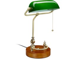 bankierslamp met trekschakelaar - ronde voet - kantelbaar - retro tafellamp - E27 - groen