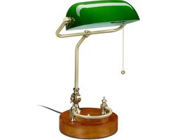 Bankierslamp met trekschakelaar - ronde voet - notarislamp E27 - bureaulamp
