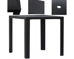 Bankietowo RIVIERA - Tuintafel - Imitatie Rattan - Zwart - 82x82cm