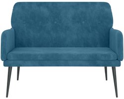 Bankje - 108x79x79 cm - Blauw Fluweel - Compacte Tweezitsbank - Velvet Loveseat met Metalen Frame - Modern Design