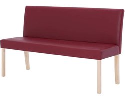 Bankje Kunstleer - Zitbankje Halbankje - Interieur Aankleden - Massief Grenenhouten Frame - 1395 x 54 x 855 cm - Wijnrood