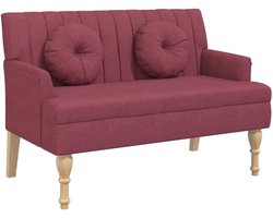 Bankje met kussens - Halbankje gangbankje - Extra zitruimte - Inclusief 2 kussens - 113x645x755 cm - Wijnrood
