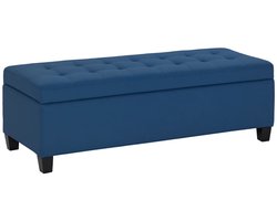 Bankje - Met Opbergruimte - Poef - Halbank - Knoopsteek - 125,1 x 48,9 x 41,3 cm - Blauw