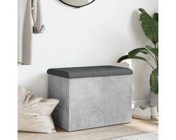 Bankje Met Opbergruimte – Zitbank – Opbergbank – Zitkist – Schoenenbank – Beton Grijs – Hout – Compact 62x42x45 cm – Multifunctioneel Voor Hal Slaapkamer Woonkamer