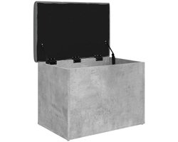 Bankje Met Opbergruimte – Zitbank – Opbergbank – Zitkist – Schoenenbank – Beton Grijs – Hout – Compact 62x42x45 cm – Multifunctioneel Voor Hal Slaapkamer Woonkamer