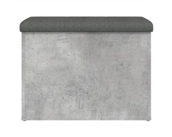 Bankje Met Opbergruimte – Zitbank – Opbergbank – Zitkist – Schoenenbank – Beton Grijs – Hout – Compact 62x42x45 cm – Multifunctioneel Voor Hal Slaapkamer Woonkamer