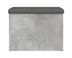 Bankje Met Opbergruimte – Zitbank – Opbergbank – Zitkist – Schoenenbank – Beton Grijs – Hout – Compact 62x42x45 cm – Multifunctioneel Voor Hal Slaapkamer Woonkamer