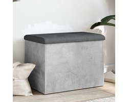 Bankje Met Opbergruimte – Zitbank – Opbergbank – Zitkist – Schoenenbank – Beton Grijs – Hout – Compact 62x42x45 cm – Multifunctioneel Voor Hal Slaapkamer Woonkamer
