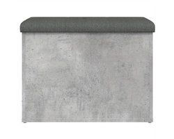 Bankje Met Opbergruimte – Zitbank – Opbergbank – Zitkist – Schoenenbank – Beton Grijs – Hout – Compact 62x42x45 cm – Multifunctioneel Voor Hal Slaapkamer Woonkamer