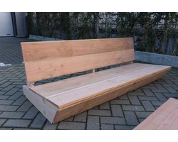 Bankje “Sauna” van douglas hout 180cm – relax bank – Loungebank – Lage zetel – 3 persoons